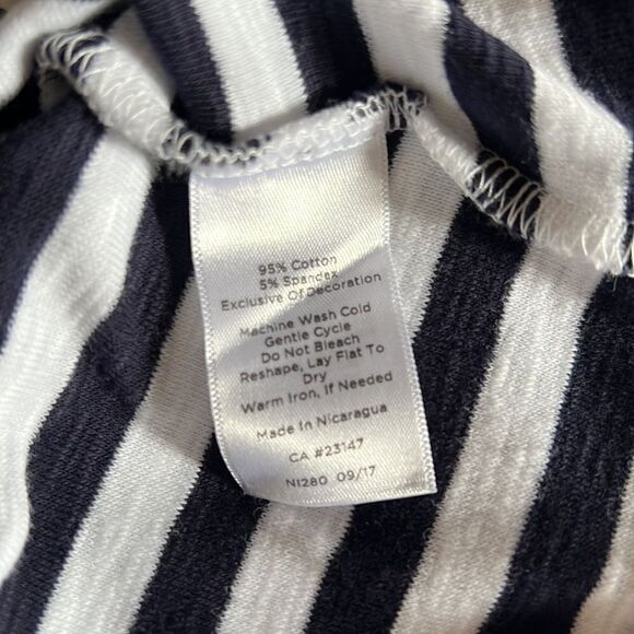 Talbots Blue Nautical Stripe Boatneck Ruffle Hem Top - Picture 7 of 9